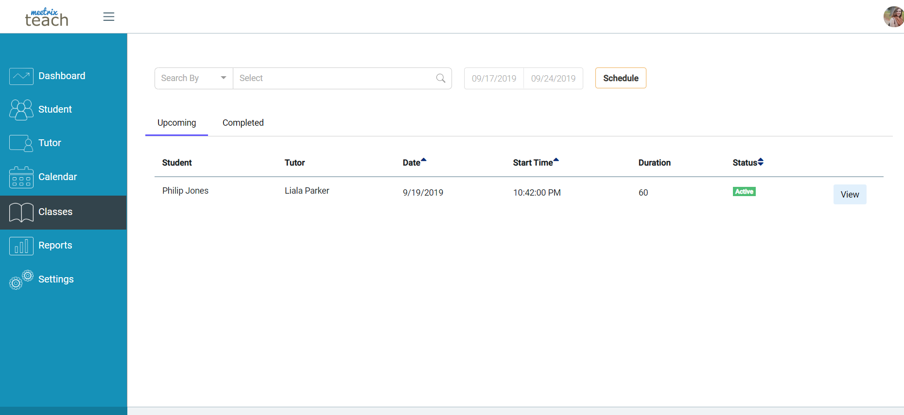 How To View Up-Coming And Completed Classes - Meetrix Teach Blog